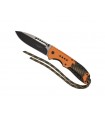 Herbertz 564712 Couteau, lame noire à trou acier 420 à cran intérieur et à bouton double, manche 12 cm ABS orange