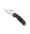 Spyderco c223gps Couteau  para 3 a dents, lame semi-dentée acier CPM-S30V, profil plat, manche 11 cm G10 noir