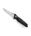 Maserin 420.g10n Couteau, lame forme tanto acier D2 finition stonewashed avec flipper, manche 13 cm et entretoise G10 noir