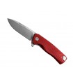 Lionsteel roka.rs Couteau Rok,  lame acier M390 Bohler satiné avec « flipper » amovible, manche monobloc SOLID® 11 cm alu rouge