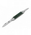 Maserin 195.mcv Couteau  lame  acier 420 manche 9 cm  aluminium anodisé noir avec plaquettes micarta vert vert