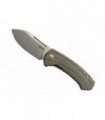 Mkm mk.ls02gct Couteau lame acier M390 Bohler  manche 10,5 cm   micarta recto/titanium 6AL4V gris verso, entretoise/clip  vert