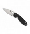 Spyderco c245gps Couteau  lame semi-dentée acier 8Cr13MoV à cran intérieur manche 12 cm en G10  noir