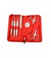 Alpen 6822r.red Trousse manucure lame Inox manche  cm inox satiné rouge